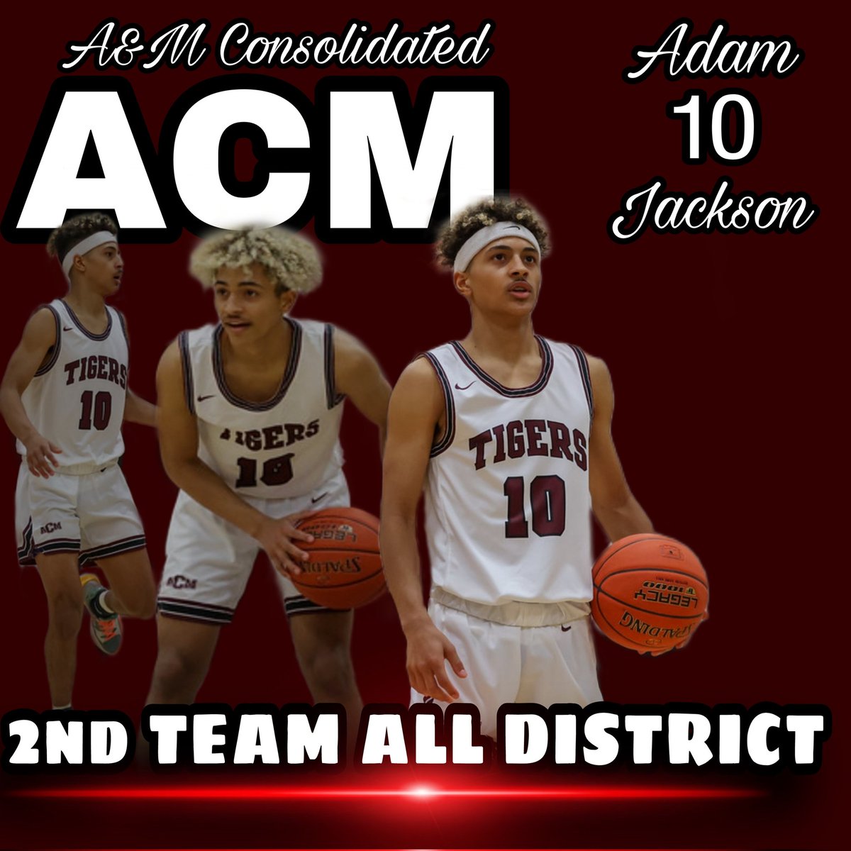 Consolboyshoops's tweet photo. Congratulations to Adam Jackson @Adam_Jackson678 for being recognized as 2nd Team All District 19-5A!!
#Ten2One #TigerFamily https://t.co/z68iswXufJ
