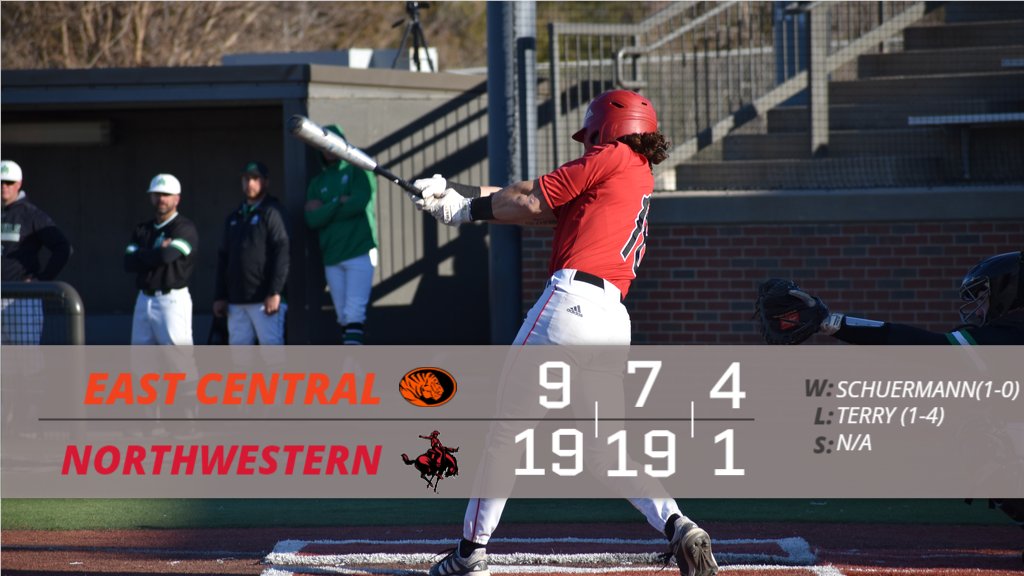 NWOSUAthletics's tweet photo. RANGERS WIN!!! Northwestern opens the series with a 19-9 win! Priest led the team with 6 RBIs going 4-5 at the plate! Schuermann throws 2.2 scoreless innings picking up his first win of the season! https://t.co/XcLbuORbsp