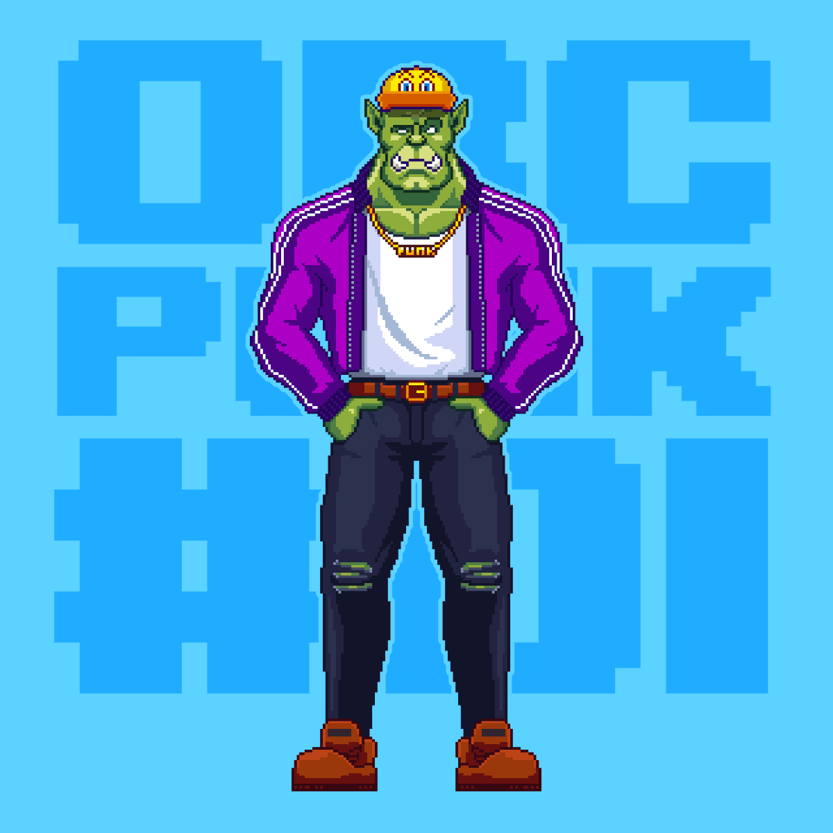 OrcPunkNFT's tweet photo. Full Body Shot of OG Orc Punk #1 owned by @tommyslaps 

Should this be the next utility for holders 😏?

#orcpunk #nft #nftart #nftcollector #nftartist #nftcommunity https://t.co/uwD1127smS
