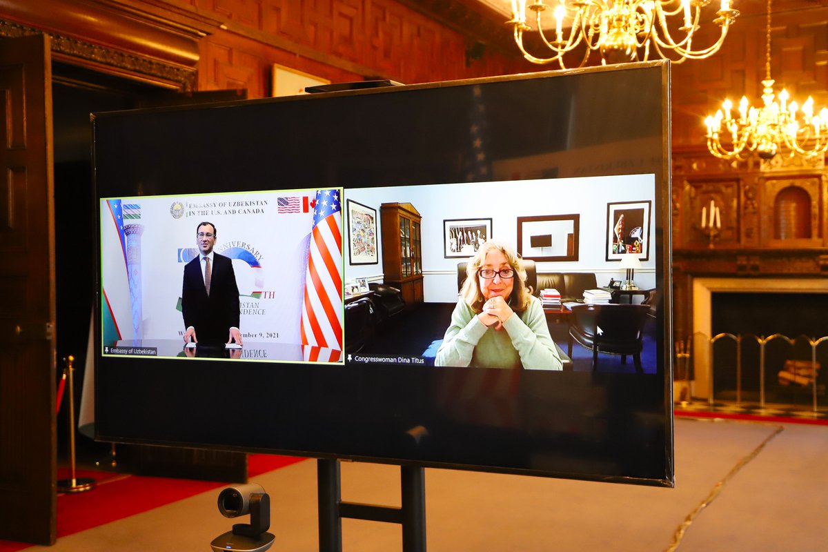 JavlonVakhabov's tweet photo. Thanked @repdinatitus for her decision to cosponsor the #HRes415 on Reaffirming 🇺🇿🇺🇸 relations as we're commemorating 30 years of diplomatic ties. Invited Congresswoman to join the first ever #Uzbekistan Caucus @HouseFloor that has been constantly expanding since its est in 2018. https://t.co/TcjX0U32Aw