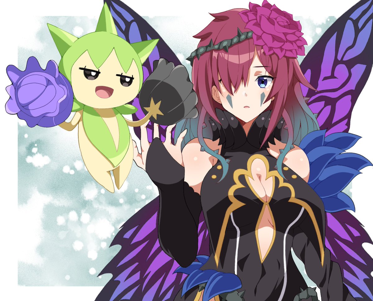 IvoRoboComms's tweet image. skeb.jp/@makusu_210/wo… Triandra - Fire Emblem Heroes &amp;amp; Roselia - Pokemon, commission drawn by @makusu_210