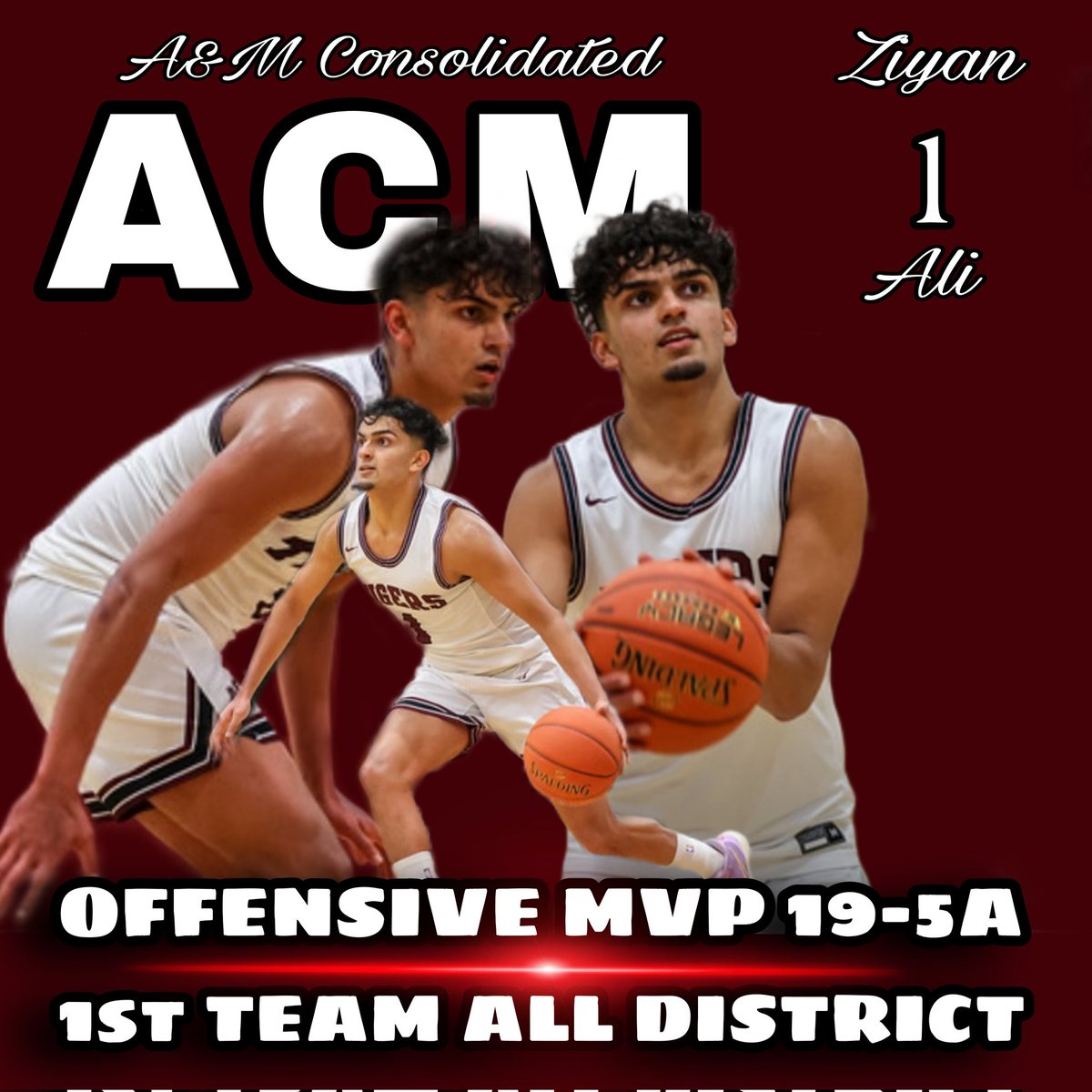 Congratulations to Ziyan Ali @IamZiyanAli for being recognized as 1st Team All District 19-5A and the Most Valuable Offensive Player for District 19-5A!!
#Ten2One #TigerFamily