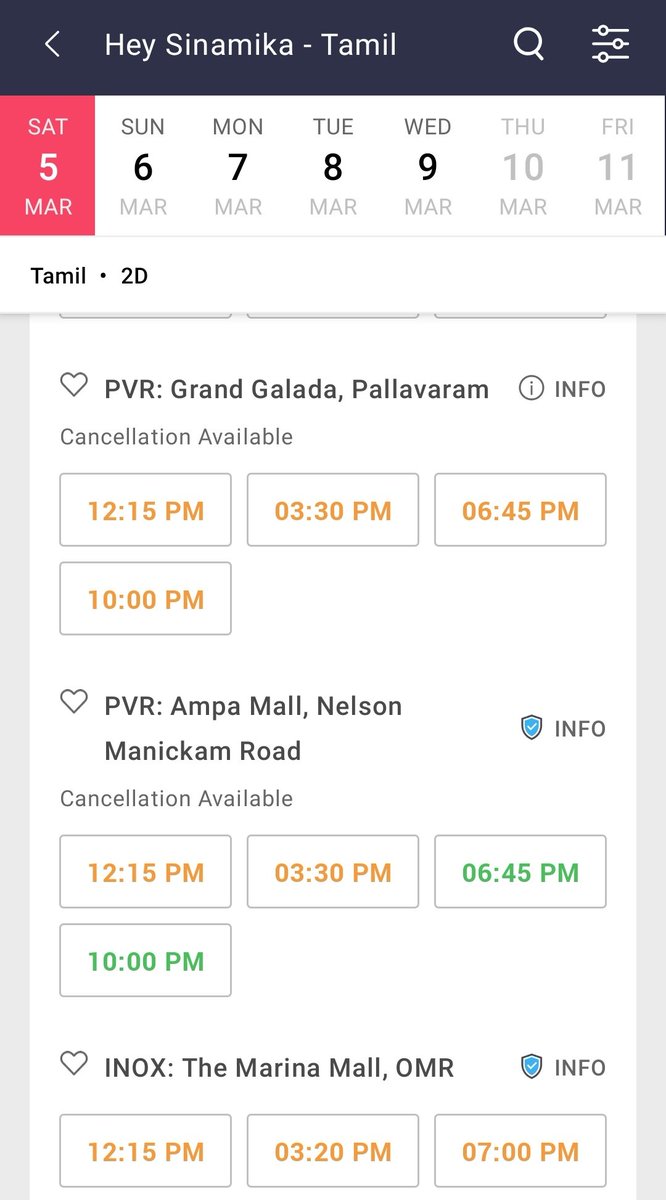 VishnuGA77's tweet photo. #HeySinamika has set Box Office on Fire🔥🔥 Almost all shows are Fast Filling/ Sold Out on BMS (Chennai)👌🏻
@dulQuer @BrindhaGopal1 https://t.co/6ga1MztLZV