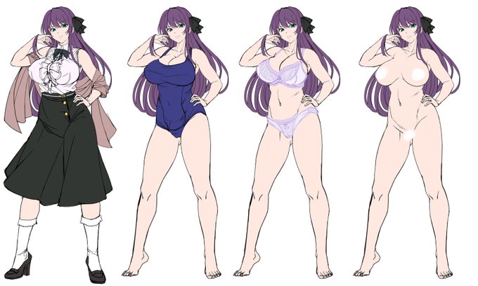 ヒロイン 美緒、雫 立ち絵基本ポーズ 衣装差分ラフ 