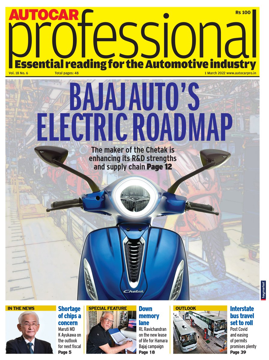 Autocar Professional’s March 1 issue is out! This 48-page issue gets you a comprehensive insight from passenger vehicle segment to CVs, two-wheelers and components. It tracks the progress of the electrification trend across the auto industry. bit.ly/3sAZddh
