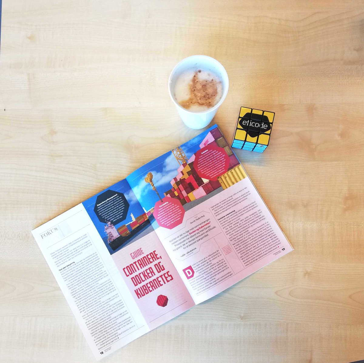 Eficode's tweet image. Our own Zander Havgaard, #DevOpsConsultant &amp;amp; Trainer, contributing to a short intro to containers with #Docker and #Kubernetes, published on the Danish IT union, @PROSADK.

Find out more (in Danish): hubs.li/Q014_6hl0

# #DevOps #PROSAunion