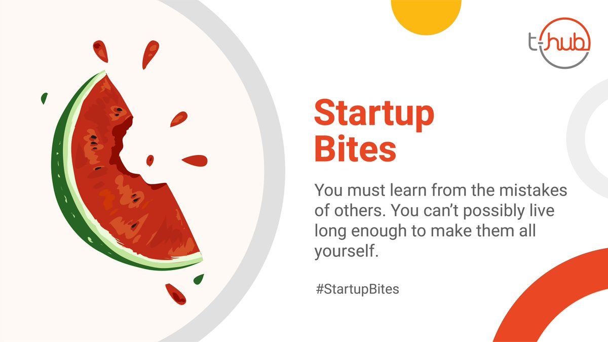 THubHyd's tweet photo. Don’t limit yourself to avoiding mistakes you have committed. You shouldn’t as well make the same mistakes others have made. It saves your time as well as the journey of taking hard-learned lessons.
#StartupBites
#InnovateWithTHub
#InnovationEcosystem https://t.co/qhb0x0x5N0