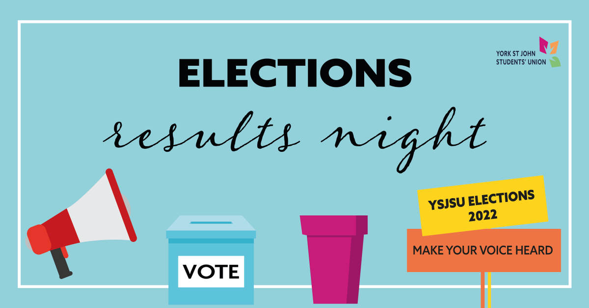 ELECTIONS RESULTS NIGHT 🗳️💃

Thank you to everyone who has voted in our elections this year! Your vote will influence the leadership of the Students' Union 2022/23 and we can't WAIT to find out the results!

Find out TONIGHT and join us for celebrations in The Lounge from 6pm 🥳