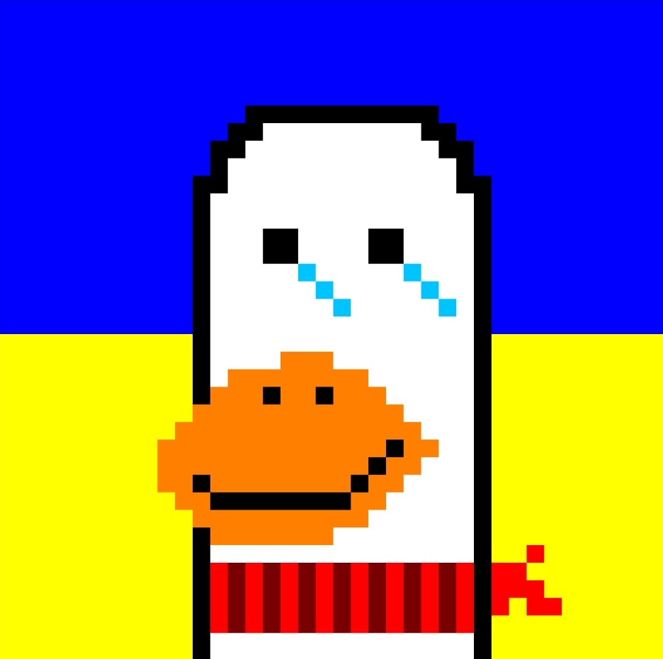 Cryptoducks__'s tweet photo. Have you checked the Ukranian ducks? They are the cheapest ducks of the collection and all the money is going to be donated to those affected by the war. The offer finishes on 7 days.
You can see them here https://t.co/3oGGxrm64b
This one is my favorite. https://t.co/SCBg5whzfk