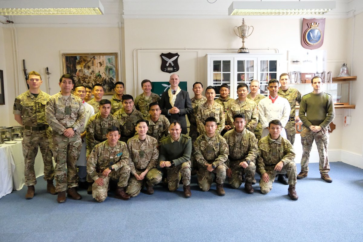 DefenceHQ's tweet photo. The Brigade of Gurkhas play a hugely valuable role in the UK Armed Forces. @LeoDochertyUK met with serving Gurkhas at @RMASandhurst to see some of the roles they undertake and thank them for their service https://t.co/oQRnR3WGYc
