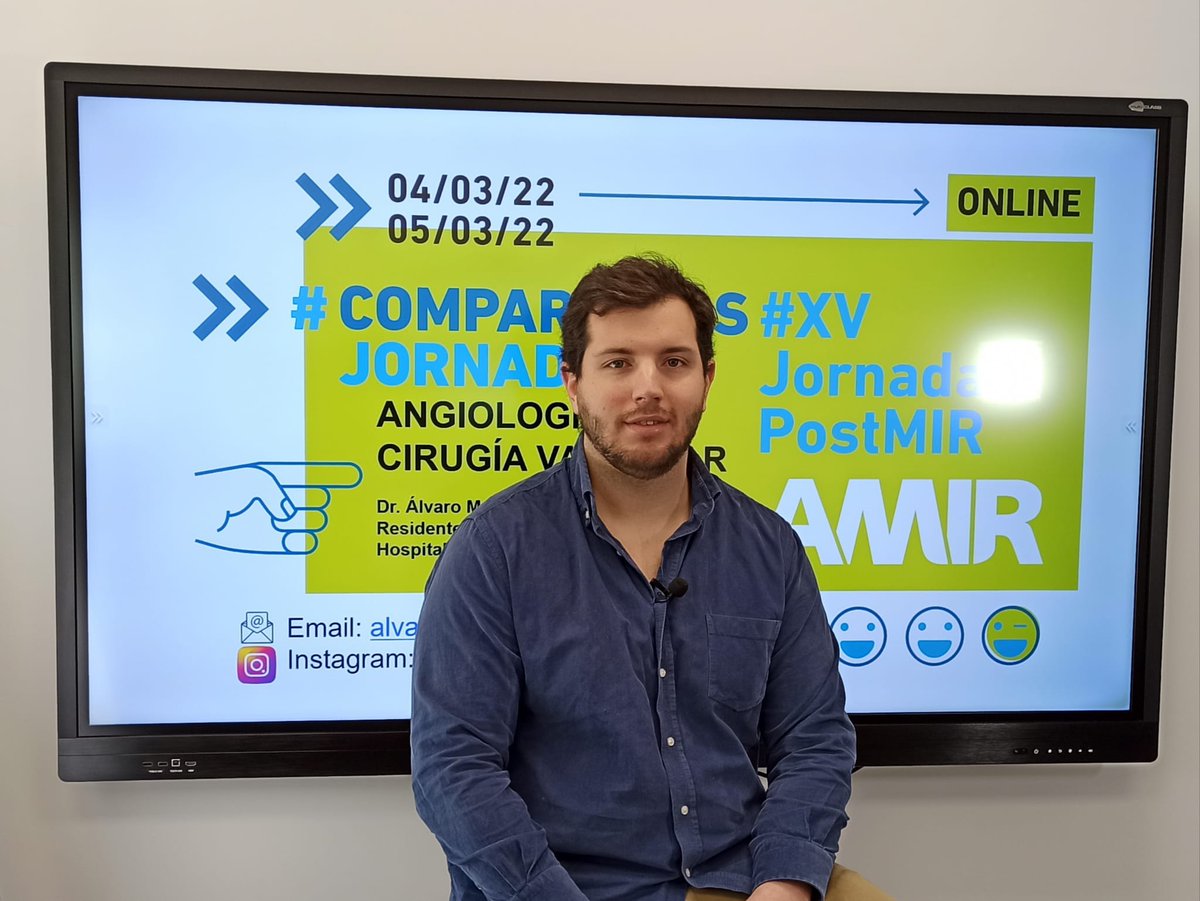 Seguimos con #AngiologíaYCirugíaVascular con Álvaro Moreno.

#AMIR #XVJornadasPostMIR #2MIR22 #MIR2022 #CompartimosJornadas