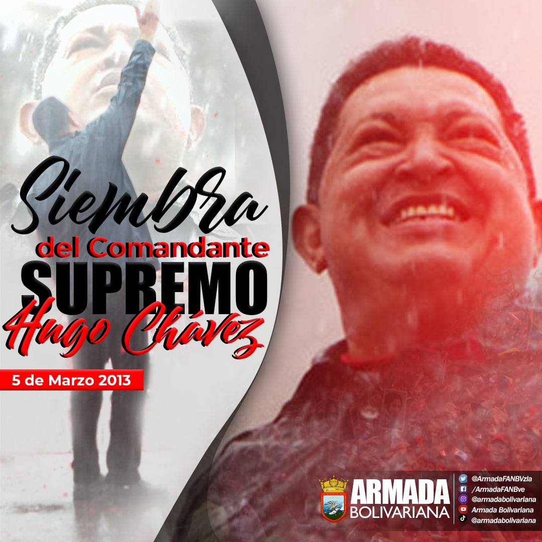 #5Mar || Desde el puente de mando de la <a href="/ArmadaFANBVzla/">Armada_ve</a> conmemoramos los 9️⃣ años de la Siembra del Cmdte Eterno y Supremo de la Revolución Bolivariana, Hugo Rafael Chávez Frías, quien dedicó su vida por mantener la Paz y Soberanía de la Patria.
Unidad, Lucha, Batalla y Victoria‼️