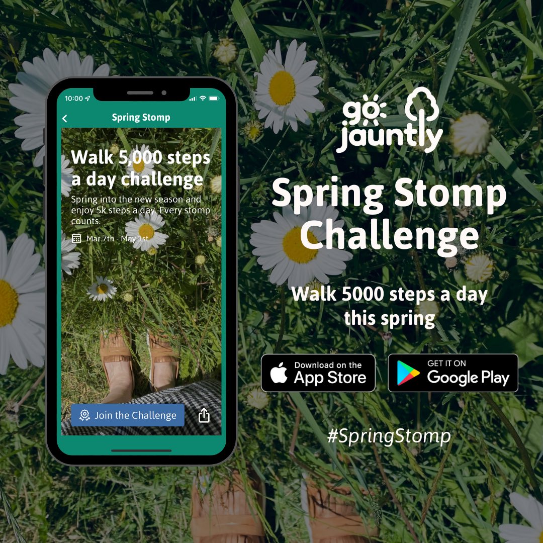 ActiveBolton's tweet photo. Take a breath of fresh air today 💨 and get outside. Why not take part in the #SpringStomp challenge with @gojauntly and stomp 5000 steps a day. Enjoy what Spring has to offer and win daily badges too! 🏆 https://t.co/iR7wZRBrZ5 https://t.co/nYXEF3DZlB