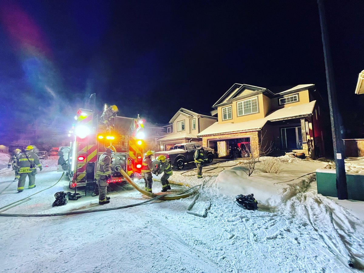 Crews from Spruce and Stony work hard to help a local family in their time of need. Thanks to everyone for helping including neighbors for recognizing the emergency and notifying 911 immediately! #sprucegrovefirefighters #stonyplainfiredept