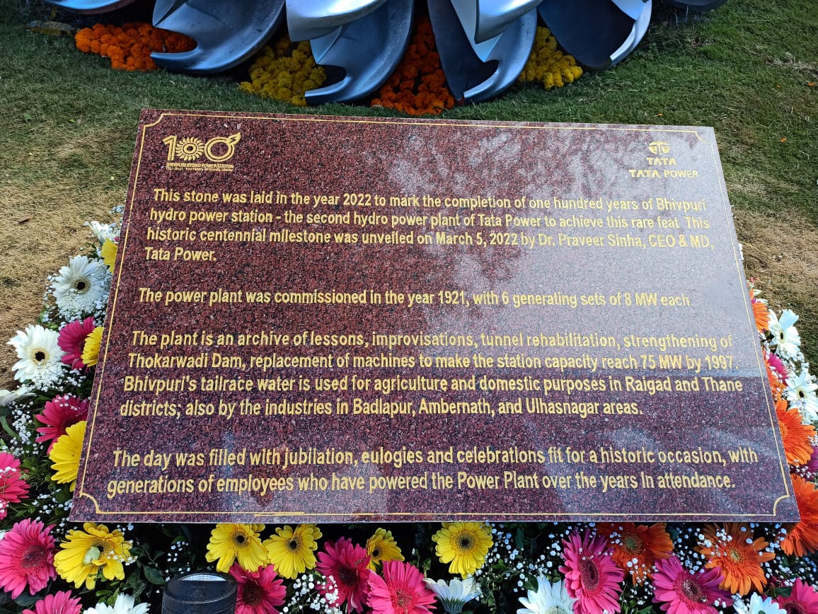TataPower's tweet photo. Tata Power celebrates 100 years of its Bhivpuri Hydroelectric power plant. This milestone showcases Tata Power's efforts to light up lives in India for over 100 years. Here are a few snapshots from today's celebrations. 

#DoGreen #100YearsOfBhivpuri #ThisIsTataPower https://t.co/nCPw24NGOW