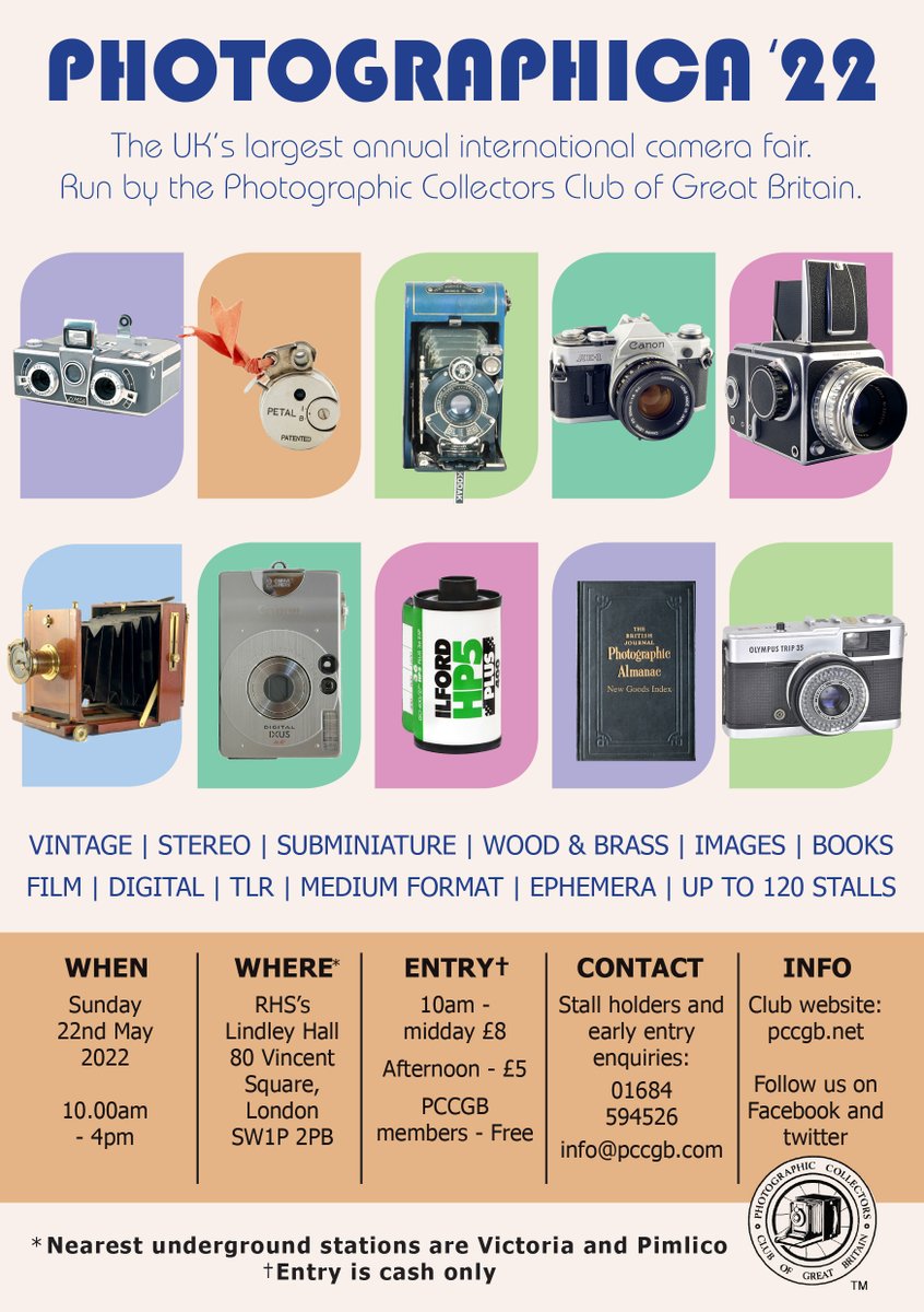 Photographica 2022 - May 22nd London.
facebook.com/photographicaf…
#vintagecameras #retrocameras #cameras  #camerafair