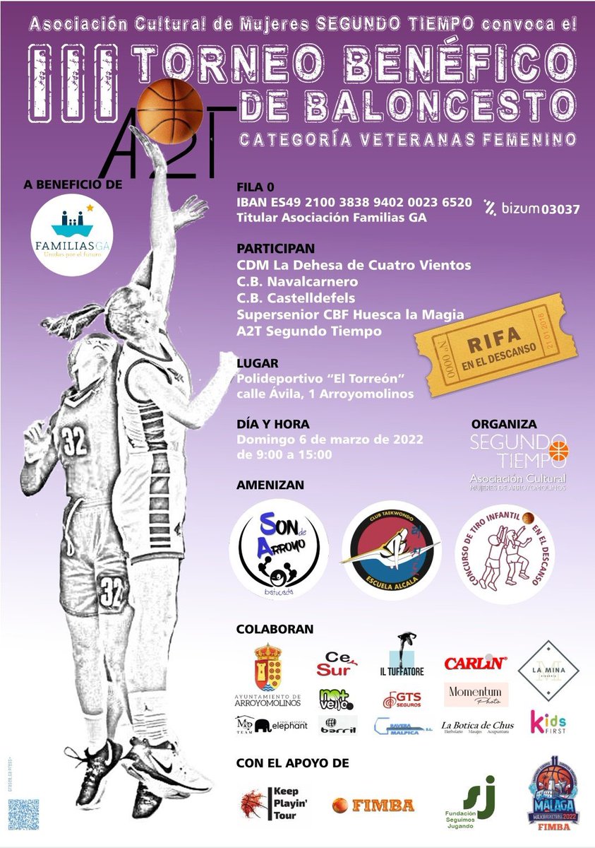 Arroyomolinos's tweet photo. ‼️La jornada de mañana domingo viene cargadita!
✔️Polideportivo Ángel Durango:
🏀 De 9 a 15h- III Torneo Benéfico de Veteranas de Baloncesto #A2T.
✔️Auditorio Municipal:
👩🎨 13:30h- ‘Mujeres con voz y trazo’.
🎨 19:00h- ‘Pintando música’.
Más info en https://t.co/Hc36Dik7j7 https://t.co/5eYDAJ8sde