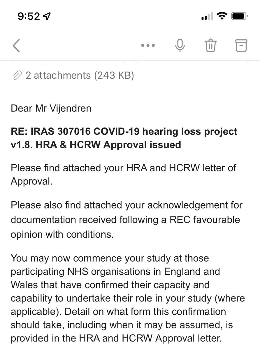 REC and HRA approval granted. Onwards for recruitment! Many thanks to <a href="/ENT_UK/">ENT UK</a> and  ExcellENT for funding and <a href="/enherts/">East and North Hertfordshire Teaching NHS Trust</a> for sponsoring.