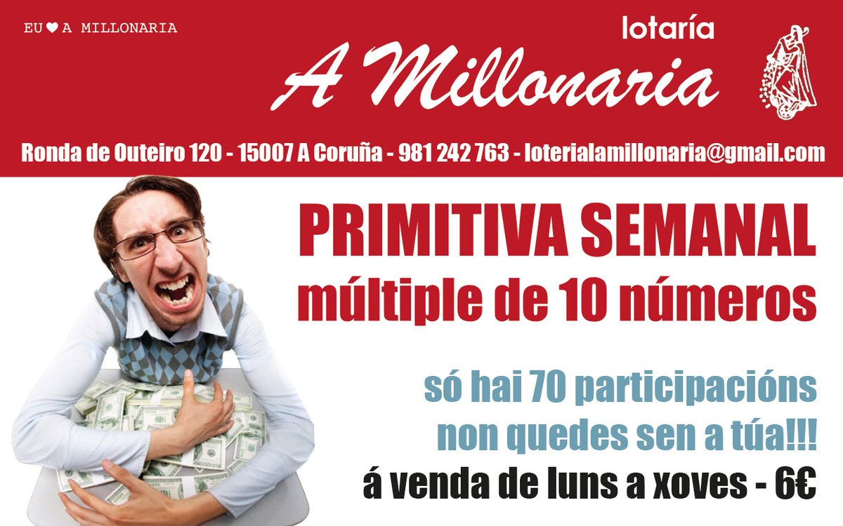 a_lotaria's tweet photo. Xa á venda a nosa Peña de Primitiva semanal; podedes adquirila no noso local ou en https://t.co/Eo45IceHT3 https://t.co/4tQvcg4W7P