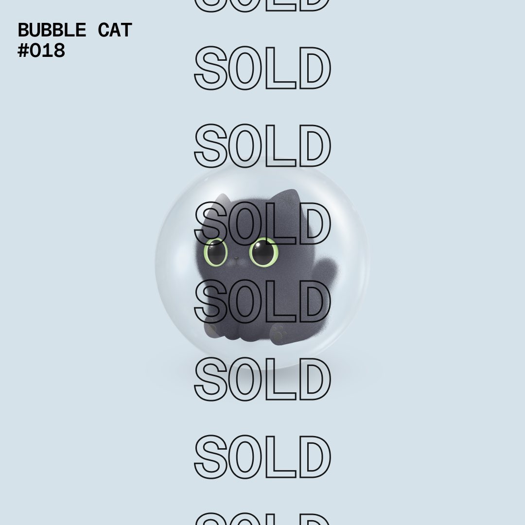 Just sold BubbleCat #018 😊💕🎉 Congrats!! 💚

#BubbleCatsGenesis #100BubbleCats #CutePunch #NFT #NFTCommunity #NFTProject #NFTartist