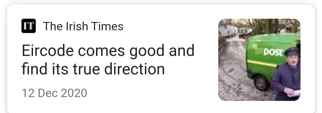 loc8code's tweet image. We have factual reporting  from @thetimes yesterday that confirms An Post is not using the Eircode postcode it specified itself...but just over 1yr ago @IrishTimes when writing for @pdverse of @autoaddress, a junior Eircode contractor, preferred to suggest the opposite #FIASCODE