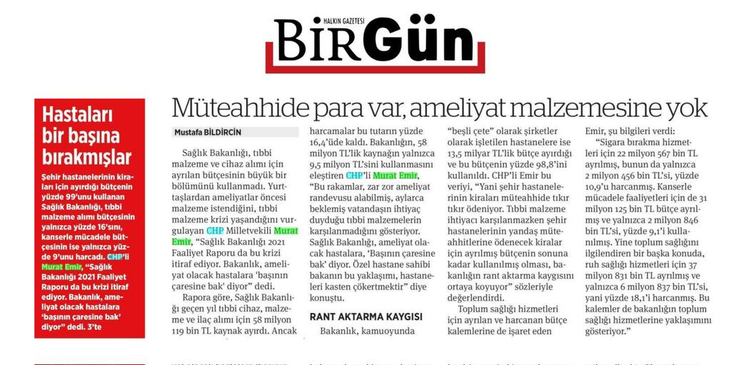 muratemir_dr's tweet photo. Müteahhitin kirasına para var, ameliyat malzemesine yok!

Sağlık hizmetinde (2021) malzeme ve ilaç için 58 milyon TL ayrıldı ancak 9,5 milyon TL (%16.4) kullanıldı. "Hastanelerde tıbbi malzeme ve cihaz krizi var" diyorduk, İŞTE İTİRAFI!

Bakanlık, hastanelerini kasten çökertiyor! https://t.co/2qTJGOzNaI