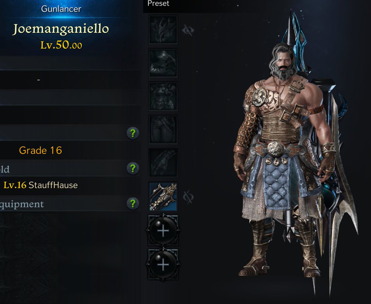 Stauff_'s tweet photo. Making my first male character in @playlostark I had one goal: Make him sexy AF. He ended up looking vaguely like @JoeManganiello and the name was available, soooooooooo. https://t.co/K77kbusOS9