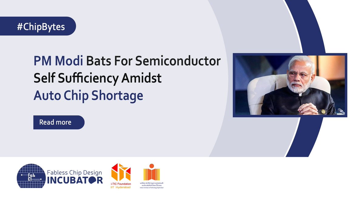 FabCI_IITH's tweet photo. #ChipBytes

PM Modi Bats For Semiconductor Self Sufficiency Amidst Auto Chip Shortage

Read More:
https://t.co/SBC5qDxbTE

@TWSemicon @Samsung @IntelIndia @FabCI_IITH 

#semiconductors #autochipshortage #PMModi #India #atmanirbhar https://t.co/ssrkv7eS6p