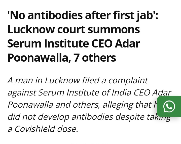 awakenindiamvmt's tweet photo. Lucknow HC: Why are there no anti-bodies found after people take your vaccine?

Adar Poonawalla: At least it didn't kill them. #ShiftingGoalposts https://t.co/OmDuPEDscR