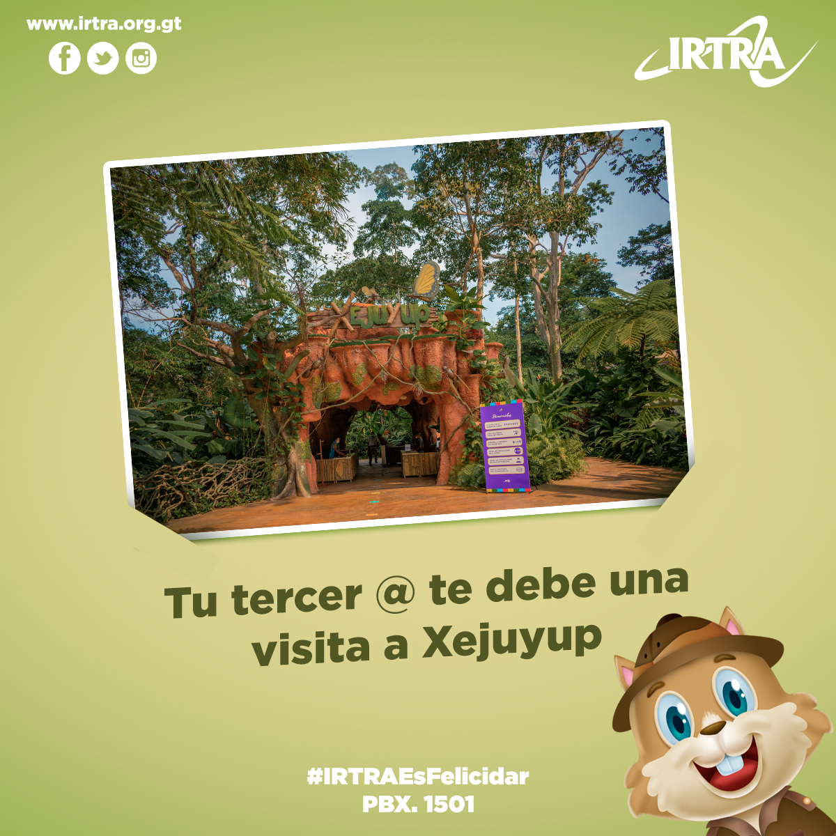 IRTRAfelicidar's tweet image. Tu tercer @ no se puede hacer para atrás 😉😁🤭

¡Te debe una visita al parque Xejuyup! 🎡 🎢 🎠

 #HoradeReinventarnos #InciaDeCero #Persevera #ComparteLaFelicidar