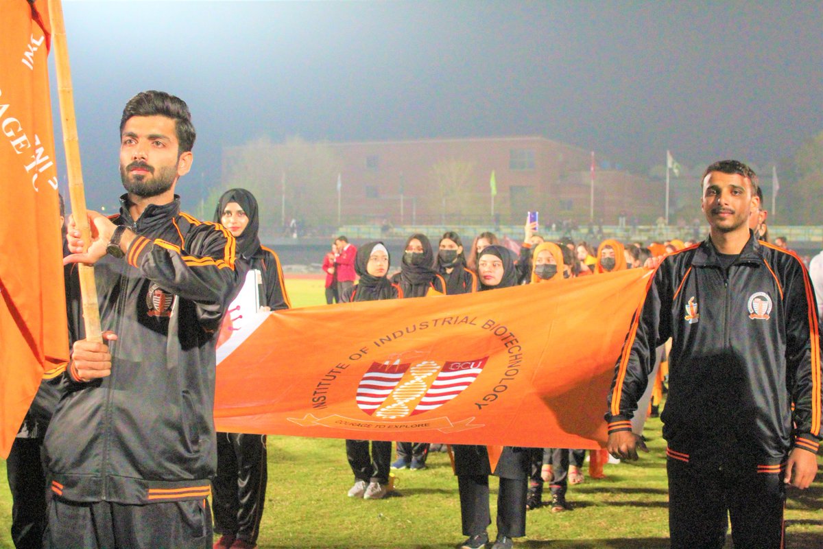 iib_gcu's tweet photo. "Who are we? IIB!" This was only sound that echoed when the students of Institute of Industrial Biotechnology marched in front of the huge crowd at GCU's 121st Annual Sports Day. Students of IIB showed great enthusiasm and zeal as they represented their institute. https://t.co/mmibtxUJE1