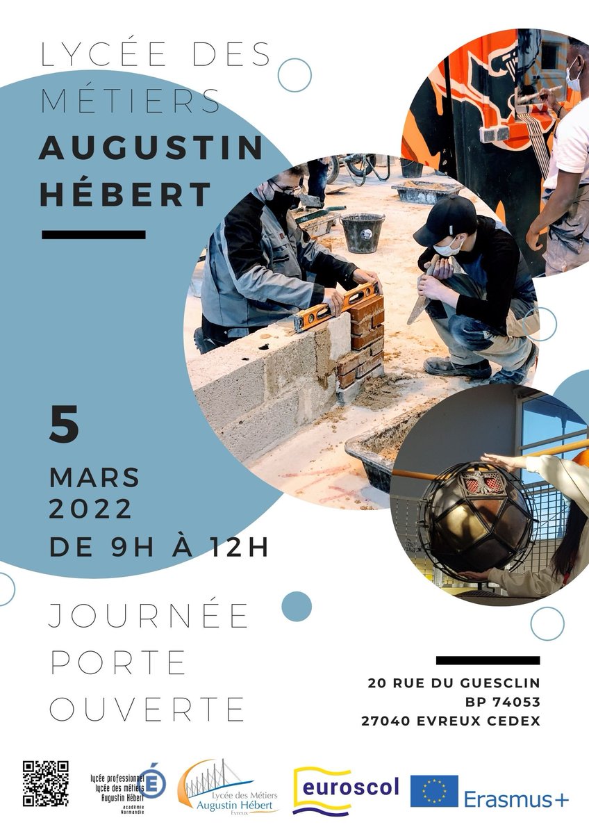 Portes Ouvertes au lycée <a href="/HebertEvreux/">Lycée Augustin Hébert - Evreux</a> le 05 mars 2022.
Venez decouvrir les métiers de la #Construction, de l'#energie et de l'#habitat !