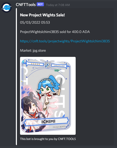 DJZeroAction9's tweet photo. Someone raised the legendary floor by 600ADA 👀🔥🔪👑🔵
Project Wights - Legendary Ichimi sold for 400ADA 🚀🚀🚀
@ProjectWights #CNFTGiveaway #CNFT #ProjectWights #animenfts https://t.co/iOOtQR3xKU