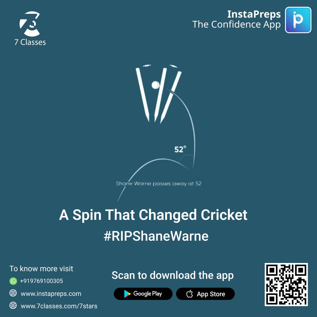 instaprepsai's tweet photo. RIP to the magician who made our childhood memorable. Your demise will be a huge loss to the entire cricket fraternity. Your tales will remain irreplaceable forever. Thank you for the iconic moments.

#ShaneWarne #RIPShaneWarne #condolences #legend
#anupraaj #7classes #instapreps https://t.co/gwgz2eJ7xZ
