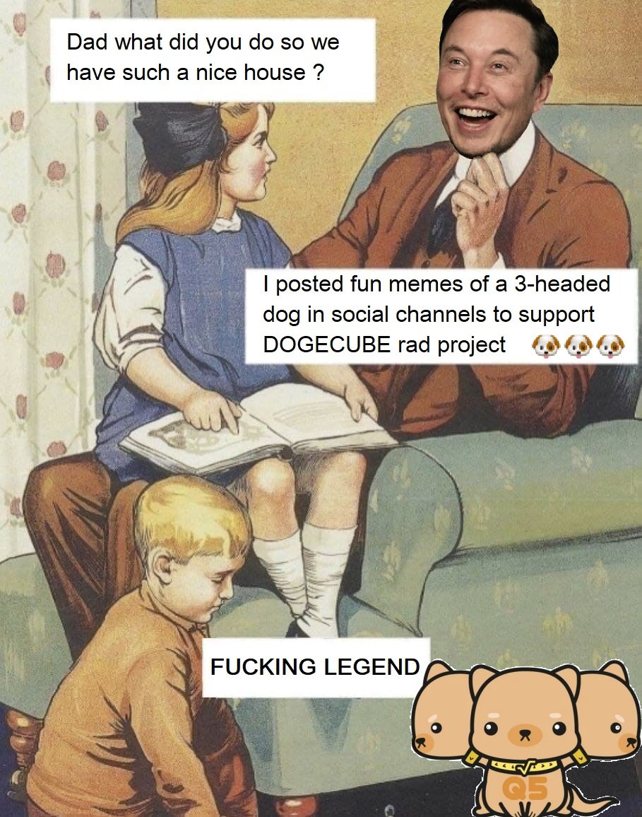 <a href="/elonmusk/">Elon Musk</a> Hi @ElonMusk, we heard you like memes, the past 6 months we built a community at t.me/DOGECUBE, making #memebrawls VS other INU #tokens EACH weekend. Now that we're up to 2k participants, let's cheer up your mind in those hard times. What is hiding within DOGECUBE ? 1/5