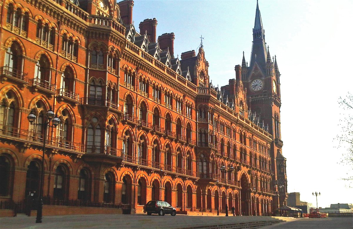 Early morning sun catches the stunning railway architecture of #StPancras 11 March 2011. #Railways #railwayarchitecture #londonsrailways #stationarchitecture