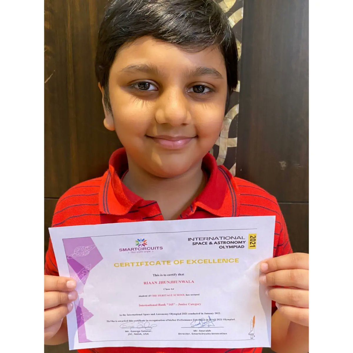 heritageschoolI's tweet photo. These young students of Class 1 from The Heritage  School were awarded certificates of excellence for participating and securing ranks in International Space and Astronomy Olympiad, that was held recently. #theheritageschool #proudmoment https://t.co/7uDGfI3Z1c