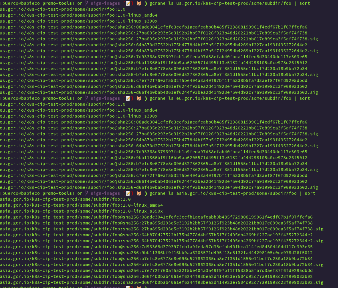 puerco's tweet photo. The @Kubernetesio Image Promoter now supports signature replication ๐ฅณ This means:
โ Promote an image from one registry to many
โ Sign a ref and all mirrors get the exact same signature
Still to figure out: How to get all references into the @projectsigstore tlog.
#RelEngFam https://t.co/e0Nue2kKyV