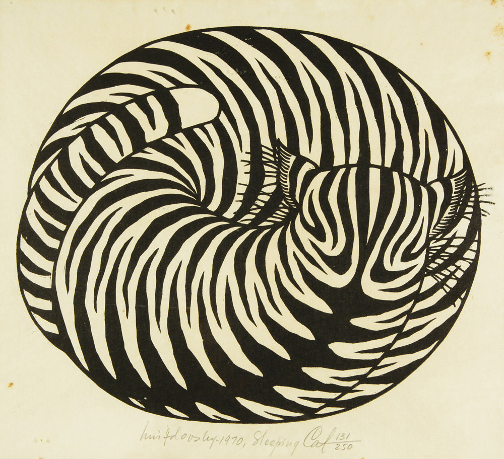 MenschOhneMusil's tweet photo. Jacques Hnizdovsky- Sleeping Cat, 1970. #caturday https://t.co/QKfUAqFnzE