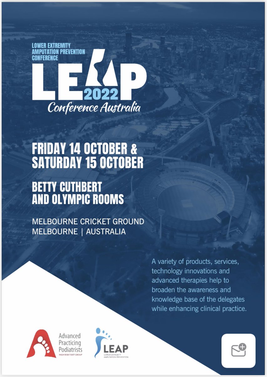 APP_HRF's tweet photo. Join us in Melbourne Australia for LEAP22 - 14-15 OCT!
#conference22 #LEAP22 #podiatry #Australia #savealimb https://t.co/Q2oaahFChL