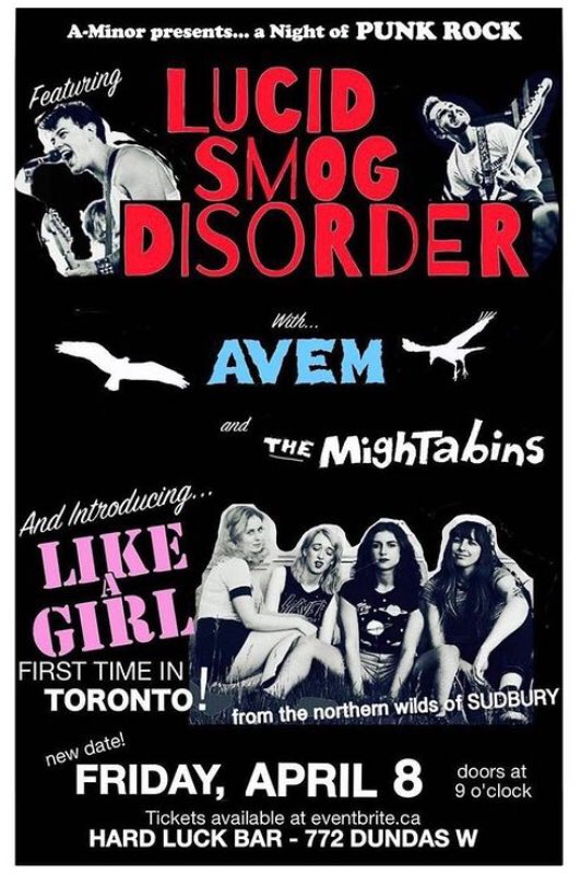 Whoa! We.  Are.  Back!!!  New tunes and ol faves! Don't miss <a href="/LucidSmogDsrdr/">Lucid Smog Disorder</a> w/ Avem, <a href="/themightabins/">the mightabins</a>, and Like A Girl at Hard Luck Bar on Friday, April 8! Tickets available at: bit.ly/3By7RMJ