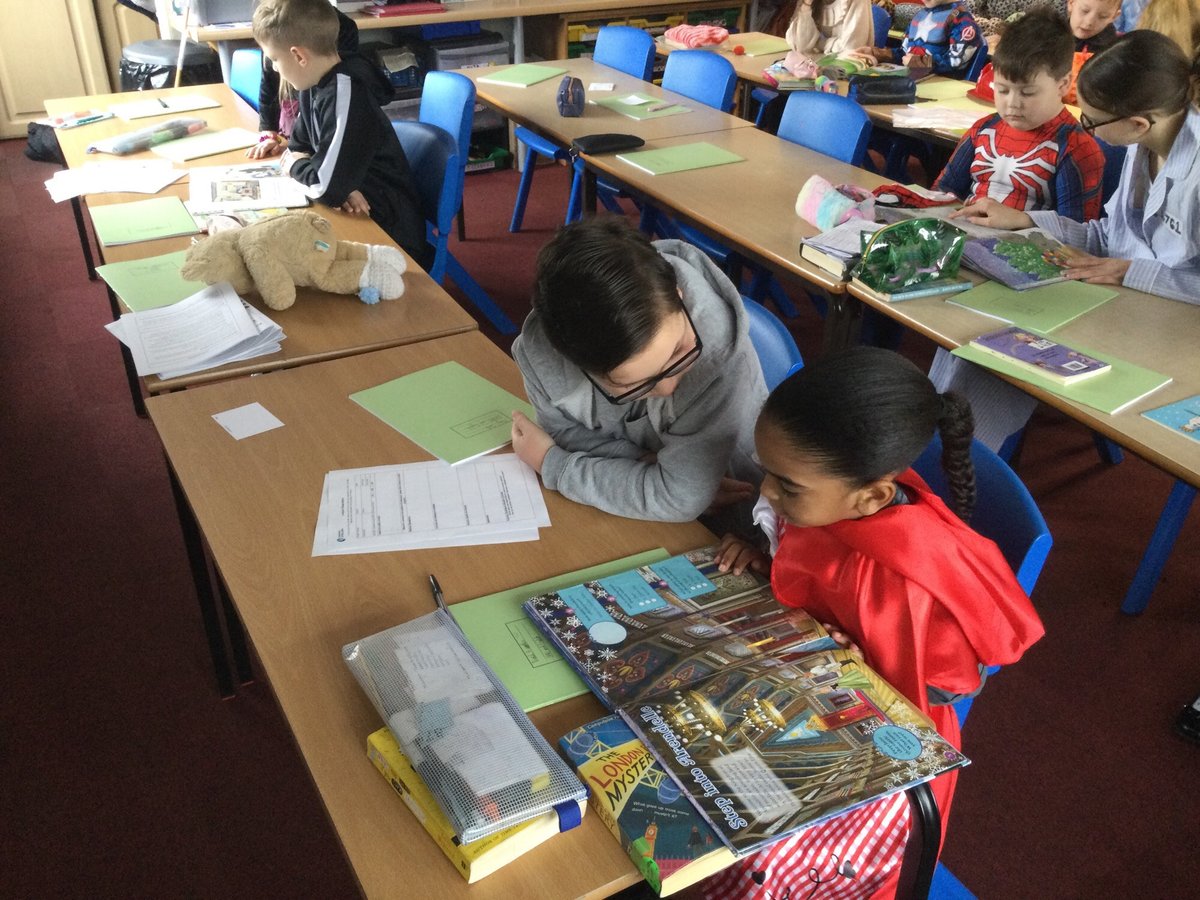 SchoolMillfield's tweet photo. As part of our World Book Day activities this week, we re-launched our reading buddies with Year 1 and 6. Year 1 were paired up with Year 6 to do some reading together. We’re already looking forward to our next session on Monday afternoon. 💫📕📘📗 https://t.co/dkjStV6xBY