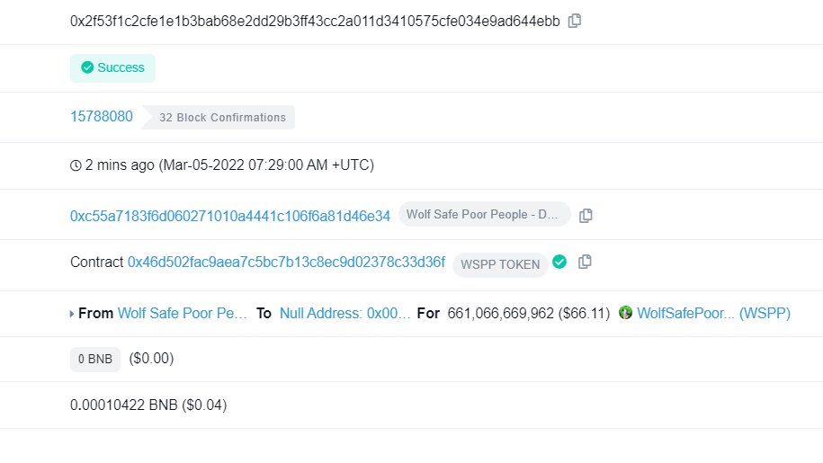RoboWolf8's tweet photo. Dear, #WSPP Holders !
Today Burn ❤️‍🔥❤️‍🔥❤️‍🔥
1. WSPP = 600 M
2. Wolfiland = 3 Token 

Proof here : 

#SmartDeFi #DeFi #NFT https://t.co/B0uMPlzAlK