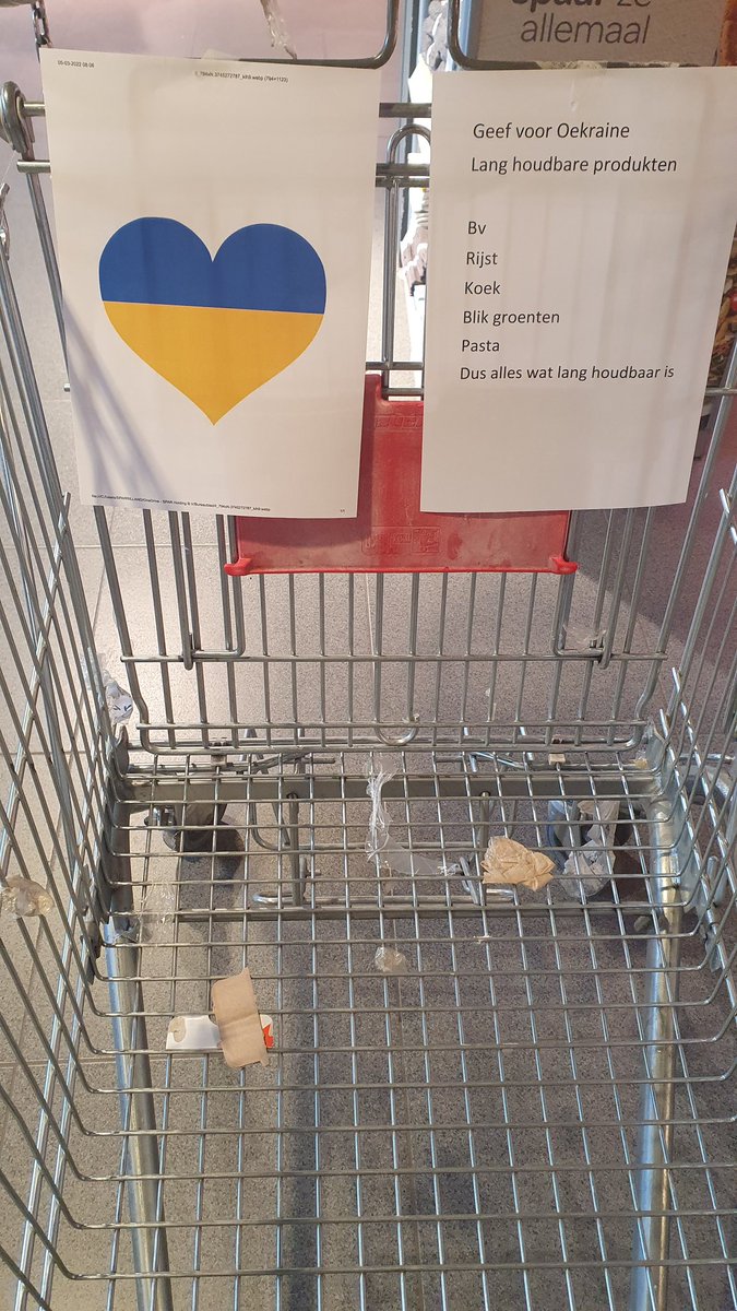 Rilland steunt Oekraïne vandaag en maandag zamelen wij langhoudbare levensmiddelen in. #spar