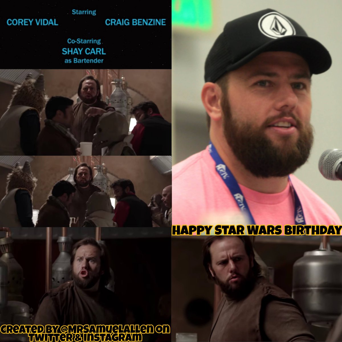 MrSamuelAllen's tweet photo. Happy 42nd Birthday to @shaycarl, he starred in #StarWars fan film #ClashAtTheCantina & played Obi-Wan Kenobi in fan film #StarWars #ReturnOfTheEmpire. Follow him also on Instagram https://t.co/TGoHNRbN6w. May he have a good one. https://t.co/1GAhR8D4Sn