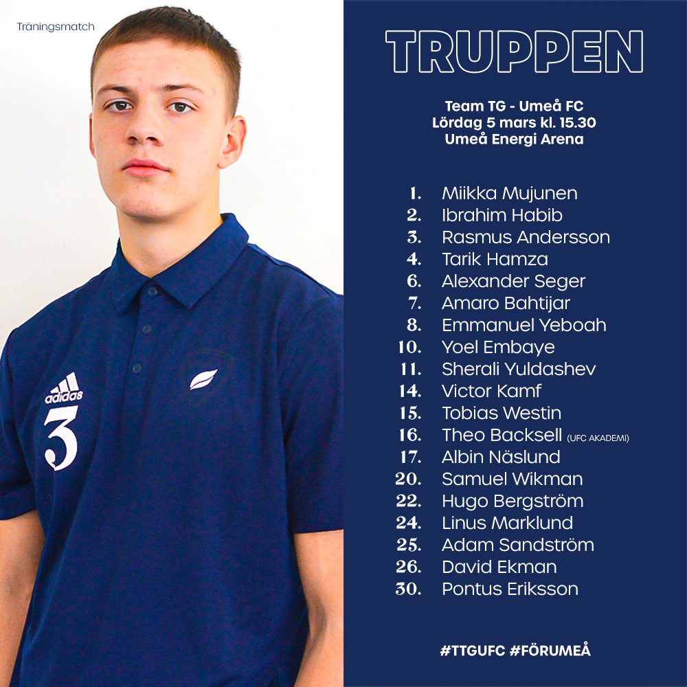 UmeaFC's tweet photo. 📋 Matchtruppen!

#TTGUFC #FörUmeå https://t.co/UYYs6mHBjm