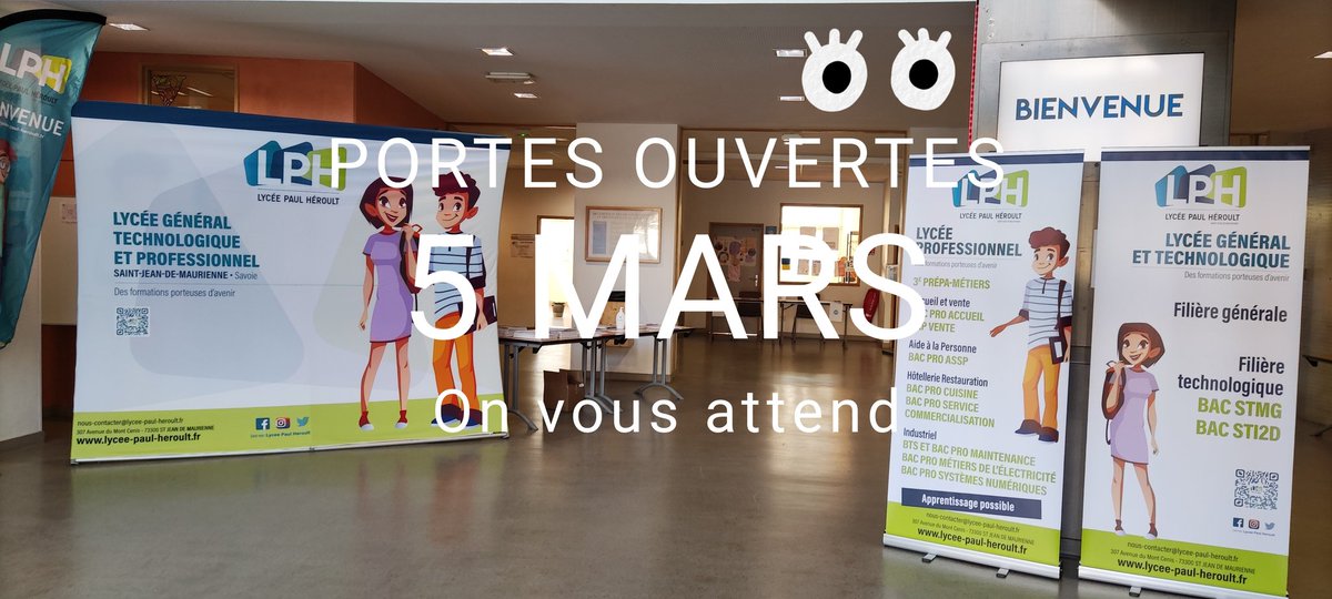 LPOPaulHeroult's tweet photo. On vous attend aujourd'hui pour nos portes ouvertes de 9h à 12h.
Bienvenue au lycée Paul Héroult.
#jpo #jpo2022 #5mars #savoie #maurienne #formation #lycee https://t.co/4TF2uf6hJc