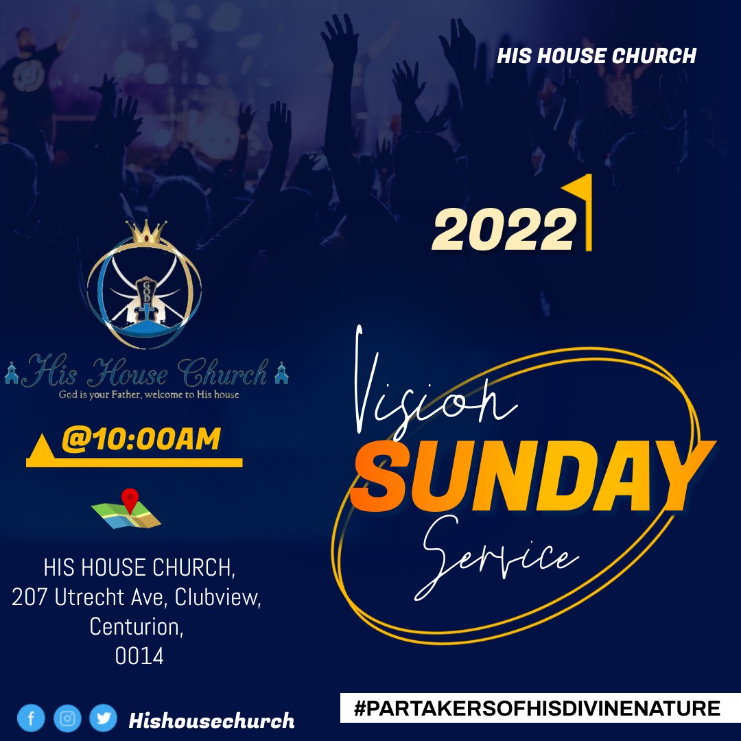 HisHouse_Church's tweet photo. Greetings beloveds. You are invited to join us to our Vision Sunday Celebration. The service starts at 10h00 with the intercession starting at 09h30. Stay blessed! https://t.co/h8jUL2hpLC
