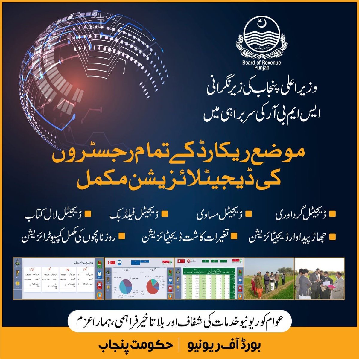 DCGRW's tweet image. حکومت پنجاب کا وزیراعلیٰ پنجاب سردار عثمان بزدار کی زیرنگرانی اورسنیئرممبربورڈریونیو بابرحیات تارڑ سربراہی میں #ریونیوسروسز کی مکمل ڈیجٹائزیشن کیلئے عملی اقدام 
موضع ریکارڈ کے تمام رجسٹروں کی ڈیجٹائزیشن کا عمل مکمل

#revenuereforms
@CMPunjabPK 
@BoardRevenue 
@CommissionerGu3