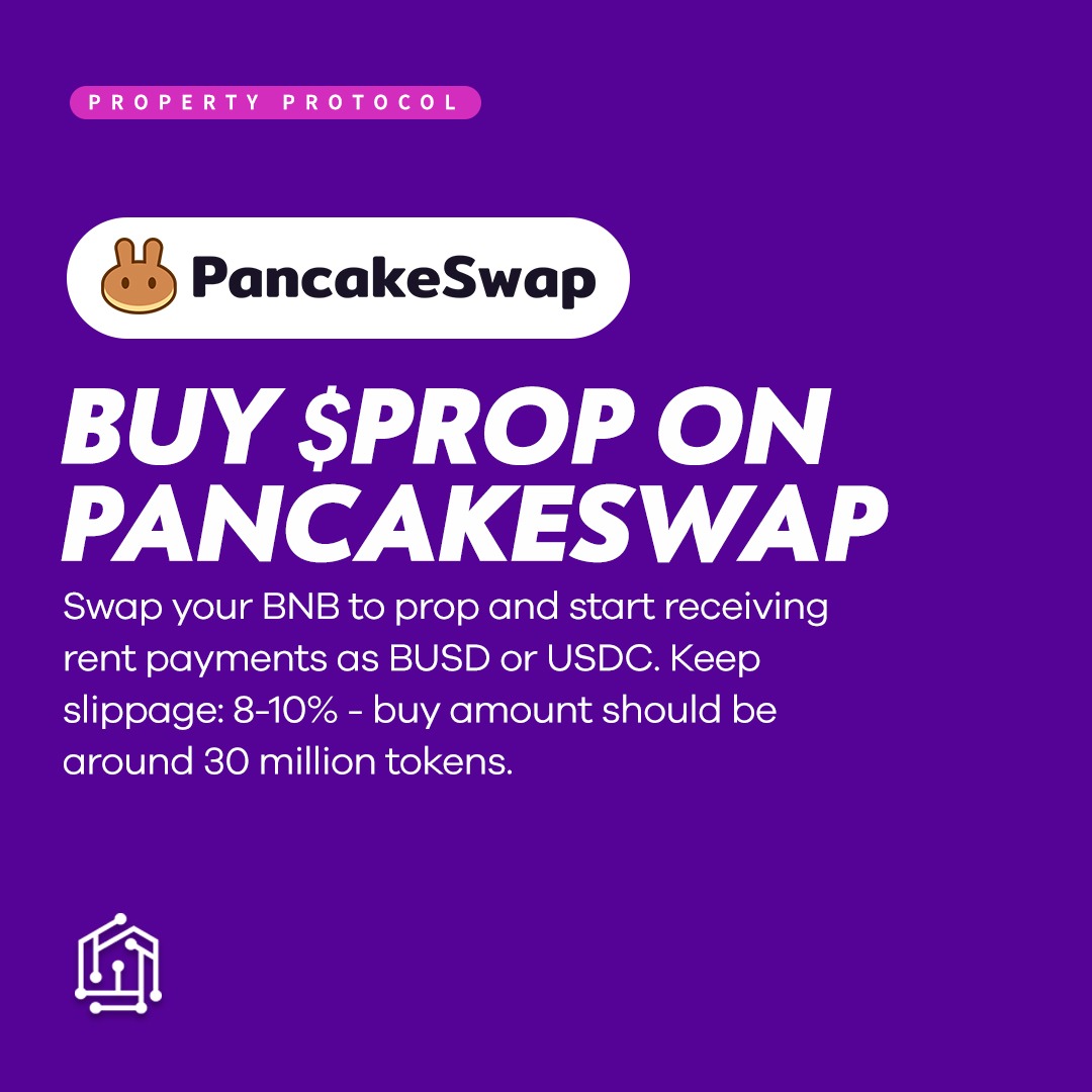 PROPprotocol's tweet image. BUY $PROP ON PANCAKESWAP💰

SWAP YOUR BNB TO PROP AND START RECEIVING RENT PAYMENTS AS BUSD OR USDC. KEEP SLIPPAGE: 8-10% - BUY AMOUNT SHOULD BE AROUND 30 MILLION TOKENS💯💰

Want to know more of it? You can DM us today ☎️
.
.
#propertyprotocol #entrepreneur #realtor #investment